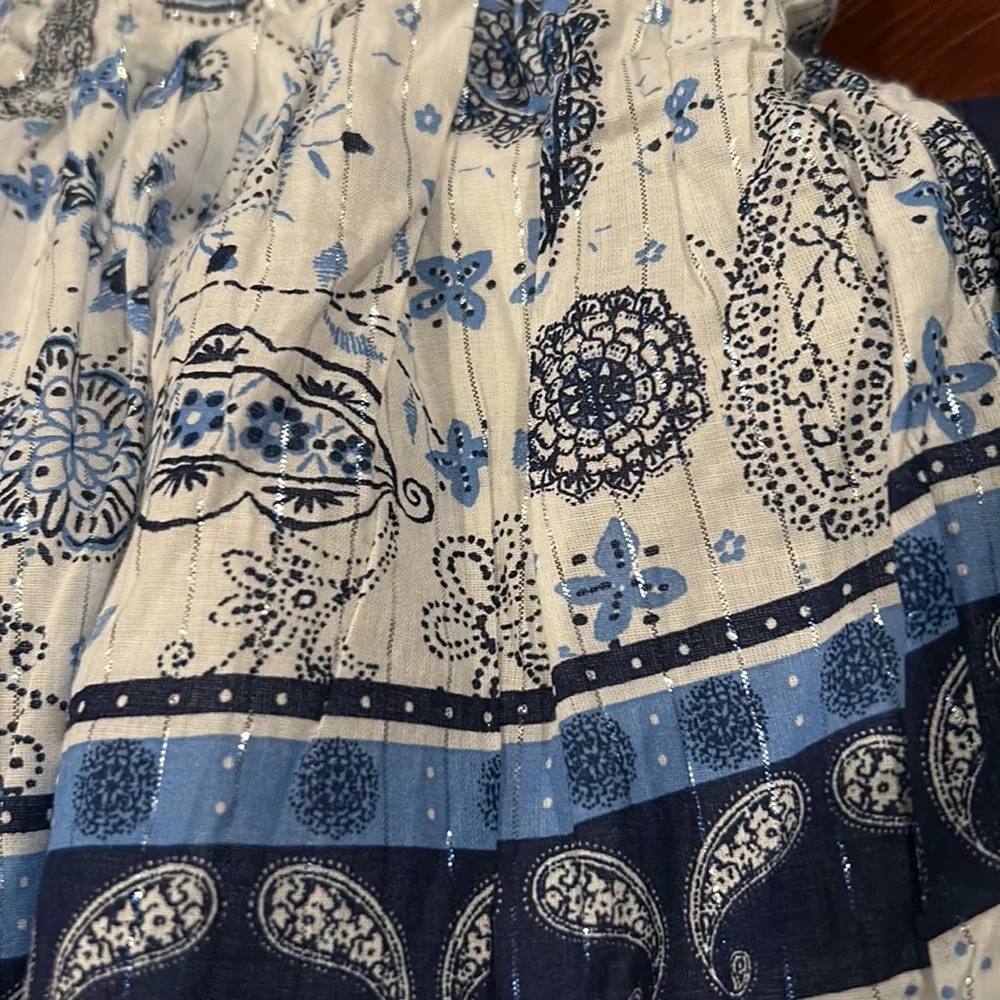 NWT Justice Maxi Dress Blue White Silver Metallic Stretchy Bodice Size 20